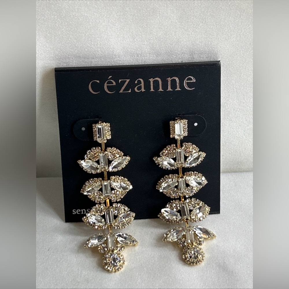Cezanne Gwyneth Linear Crystal Earrings